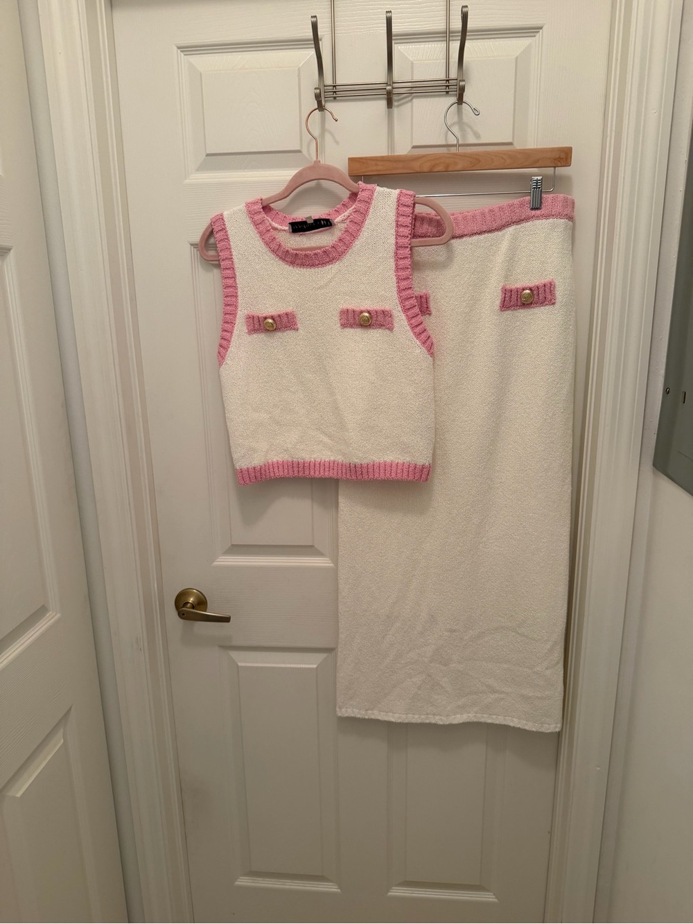 Endless Rose Cream and Pink Knit Girls Pajama Set